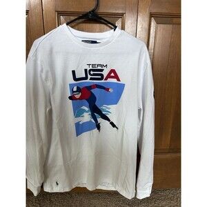 Polo Ralph Lauren Team USA Collection Graphic Mens M Speed Skating Shirt NWOT